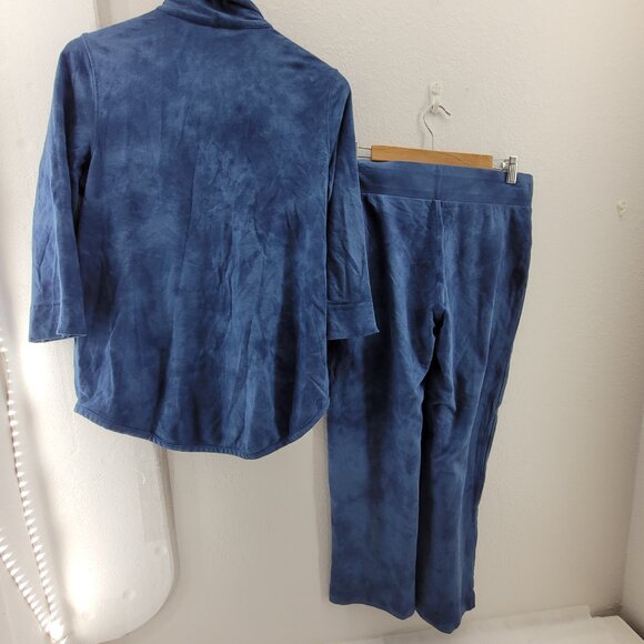 Chicos Matching Set Womens Medium Blue Zip Cotton Stretch Pockets Jacket pants - Picture 3 of 15